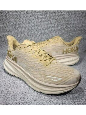 Hoka One One Clifton 9 Mens Running Shoes Tan & White Size US 10D EU 44